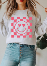 Load image into Gallery viewer, Smiley Face Checkered Background - Valentine - Pink Ink