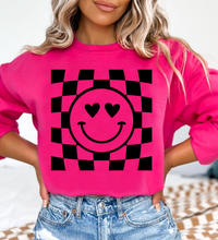 Load image into Gallery viewer, Smiley Face Checkered Background - Valentine - Black Ink