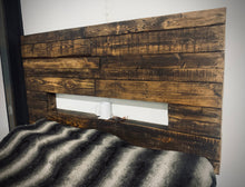 Load image into Gallery viewer, Rustic Barn Wood Bed Headboard - Farmhouse - Hanging Headboard - with Shelf