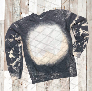 Blank- Acid Wash Scrunched Sleeves Black Crewneck Sweatshirt