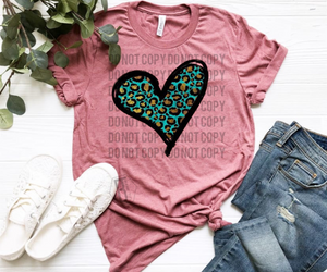 Teal Leopard Valentine Hearts