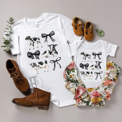 Mommy & Me - Farm - Cows w/ Bows - Design 2