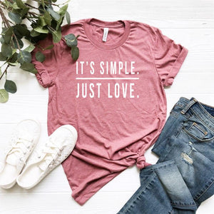 It's Simple. Just Love. - White Ink - Neon Pink Crewneck Sweatshirt