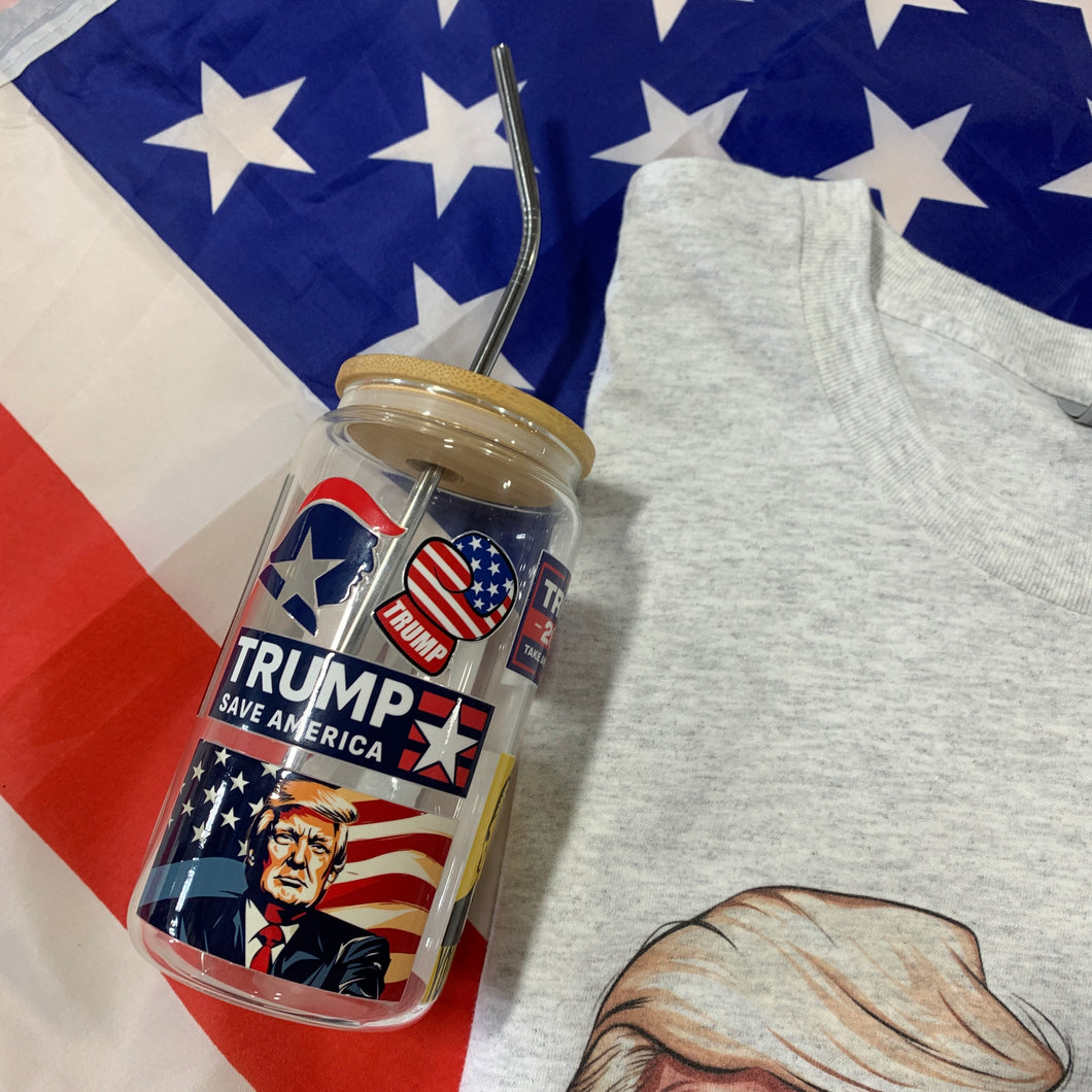 Trump - Glass w/ Bamboo Lid & Stainless Steel Straw