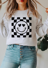Load image into Gallery viewer, Smiley Face Checkered Background - Valentine - Black Ink