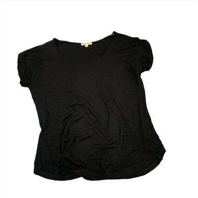 281 - Black Short Sleeve Blouse With Folded Sleeve