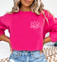 Load image into Gallery viewer, Wildflowers (On Left Chest) - White Ink