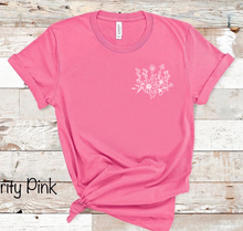 Load image into Gallery viewer, Wildflowers (On Left Chest) - White Ink