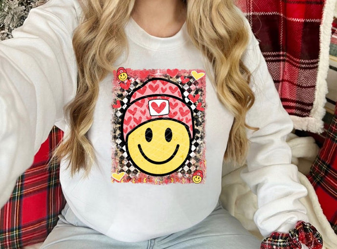 Smiley Face w/ Multi Pattern Background