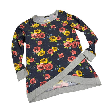 258 - Floral Top w/ Grey Accents - Size S
