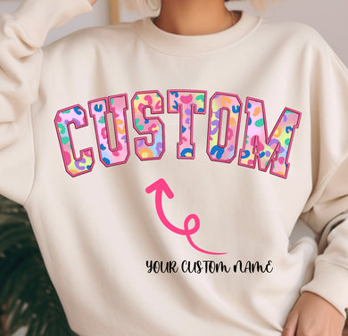 CUSTOM - Faux Appliqué w/ Pastel Leopard Print