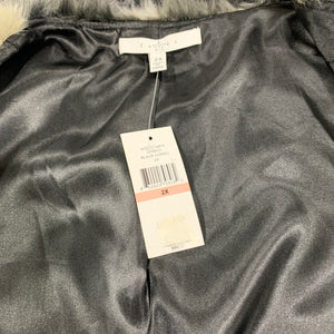 294 - Black Combo Faux Fur Vest - Size 2X