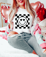 Load image into Gallery viewer, Smiley Face Checkered Background - Valentine - Black Ink