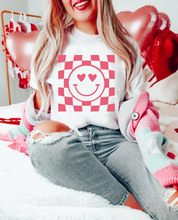 Load image into Gallery viewer, Smiley Face Checkered Background - Valentine - Pink Ink