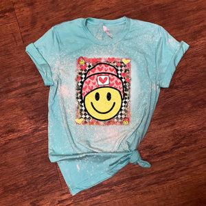 Smiley Face w/ Multi Pattern Background