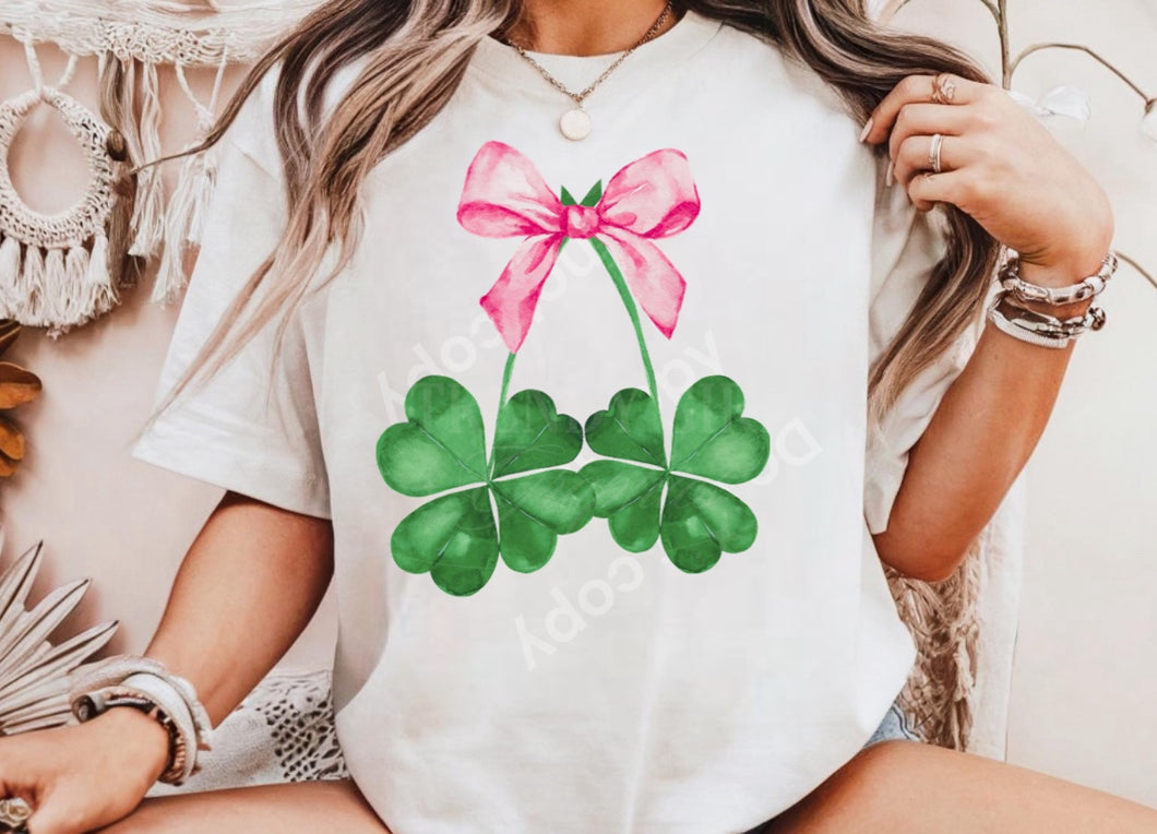 Shamrocks St Patty Day w/ Pink Bow - Unisex Fit Apparel