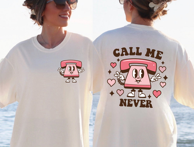 Peace Valentine Telephone (On Left Chest) Call Me Never - Anti Valentines (On Back)