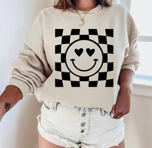 Load image into Gallery viewer, Smiley Face Checkered Background - Valentine - Black Ink