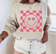 Load image into Gallery viewer, Smiley Face Checkered Background - Valentine - Pink Ink
