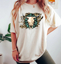 Load image into Gallery viewer, Cow Skull w/ Turquoise Jewels &amp; Leopard Print