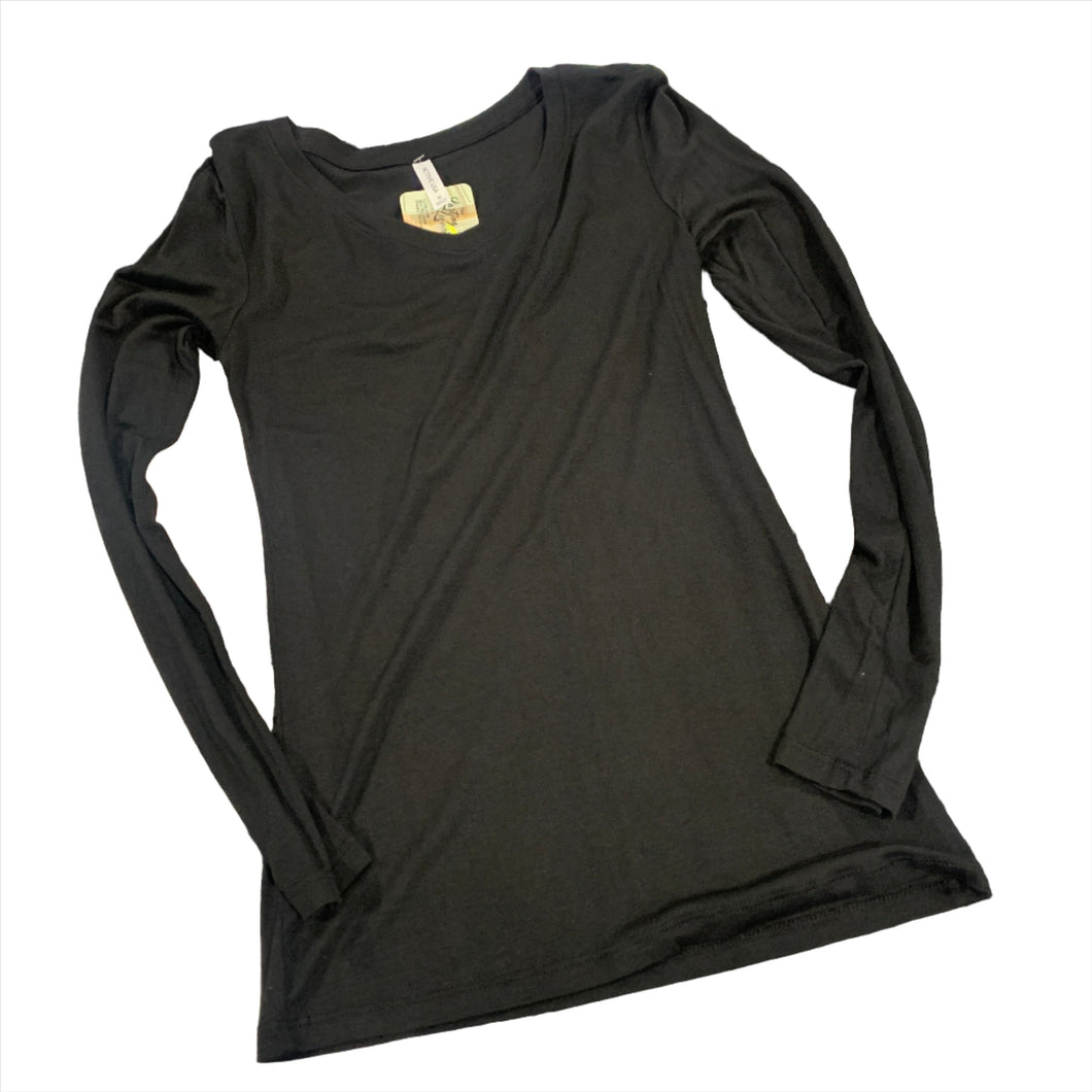 237 - Black V-Neck Long Sleeve - Size S