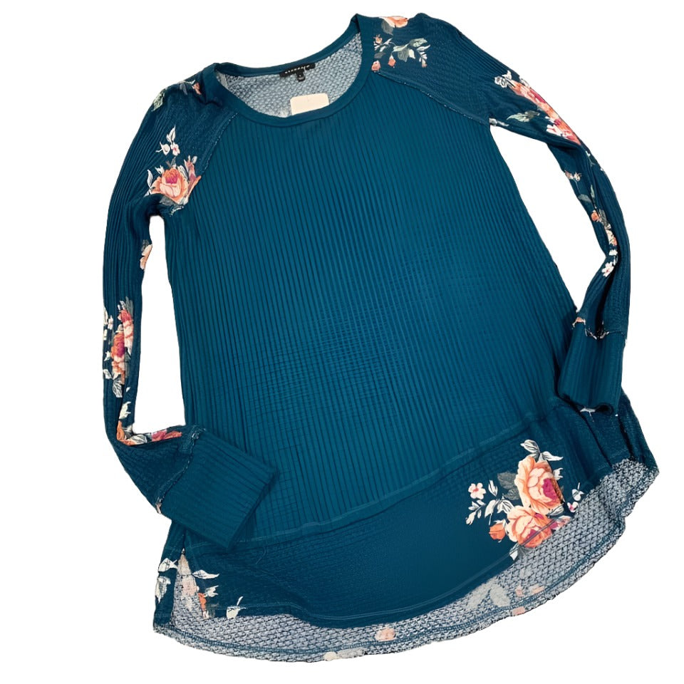 257 - Deep Teal 2 / Floral Accents - Size L