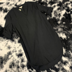 283 - Black V-Neck High Slit Dress