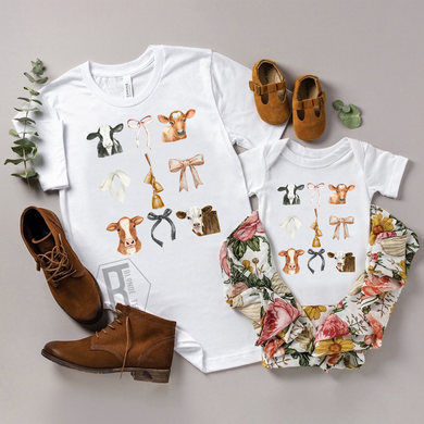 Mommy & Me - Farm - Cows w/ Bows - Design 1