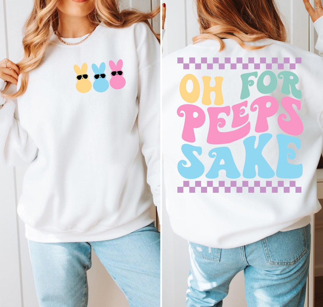 Multi Color Peeps (On Left Chest) Oh For Peeps Sake (On Back)