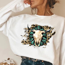 Load image into Gallery viewer, Cow Skull w/ Turquoise Jewels &amp; Leopard Print