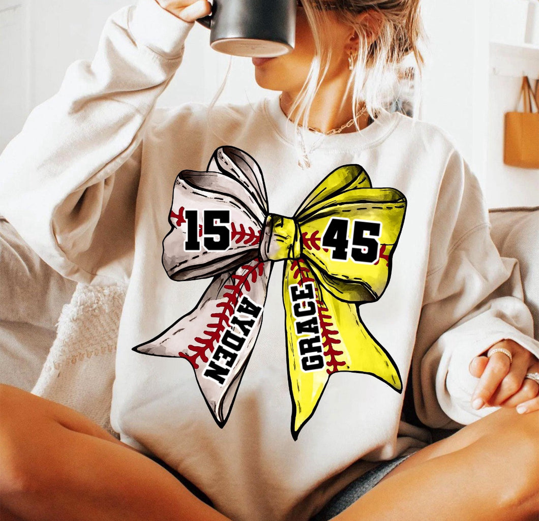 Customizable Softball/Baseball - Mom of Both - Bow - Unisex Fit Apparel