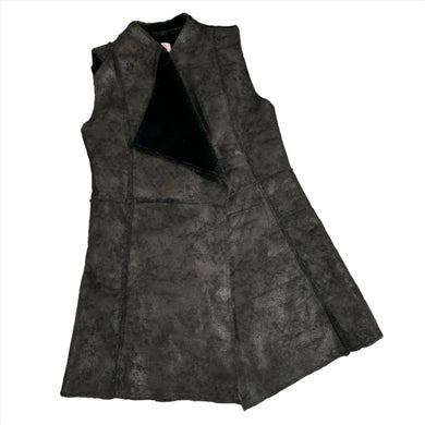 293 - Black Faux Leather/Fur Vest - Size S