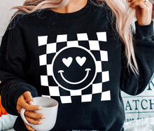 Load image into Gallery viewer, Smiley Face Checkered Background - Valentine - White Ink