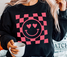 Load image into Gallery viewer, Smiley Face Checkered Background - Valentine - Pink Ink
