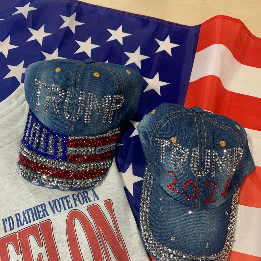 Rhinestone Trump Hats - AUG SHIP