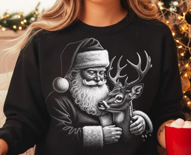 Santa and Reindeer up-close halftones