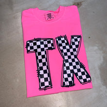 Load image into Gallery viewer, Checkered TX - Neon Pink - Comfort Colors - Short Sleeve - Unisex Apparelec