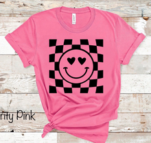 Load image into Gallery viewer, Smiley Face Checkered Background - Valentine - Black Ink