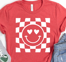 Load image into Gallery viewer, Smiley Face Checkered Background - Valentine - White Ink