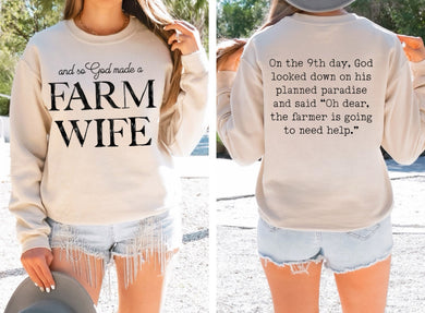 And So God Made A FARM WIFE (Full Front) On The 9th Day (On Back)