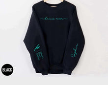 Load image into Gallery viewer, Allison’s Dance Academy - Dance Wear - Black Crewneck Sweatshirt / Teal Ink