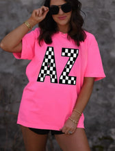 Load image into Gallery viewer, Checkered AZ - Neon Pink - Comfort Colors - Short Sleeve - Unisex Apparelec