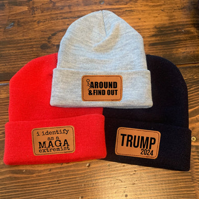 Leather Patch Hats w/ Trump 2024