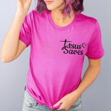 Load image into Gallery viewer, Jesus Saves (On Left Chest) - Black Ink