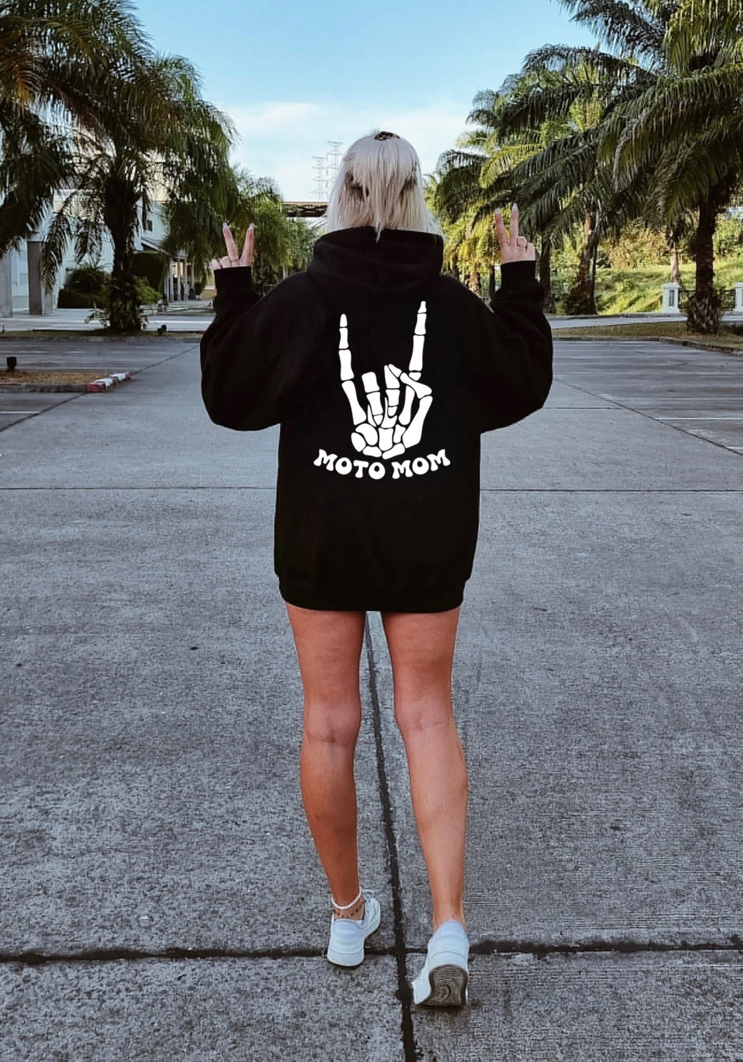 Skull Hand - NO WORDS - White Ink (On Left Chest)