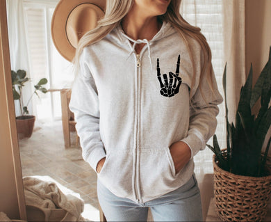 Skull Hand - NO WORDS - Black Ink (On Left Chest)