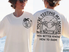Load image into Gallery viewer, Palm Tree Scene (On Left Chest) - Testing My Waters (On Back)