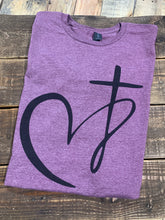 Load image into Gallery viewer, LARGE Heart Cross - Black Ink