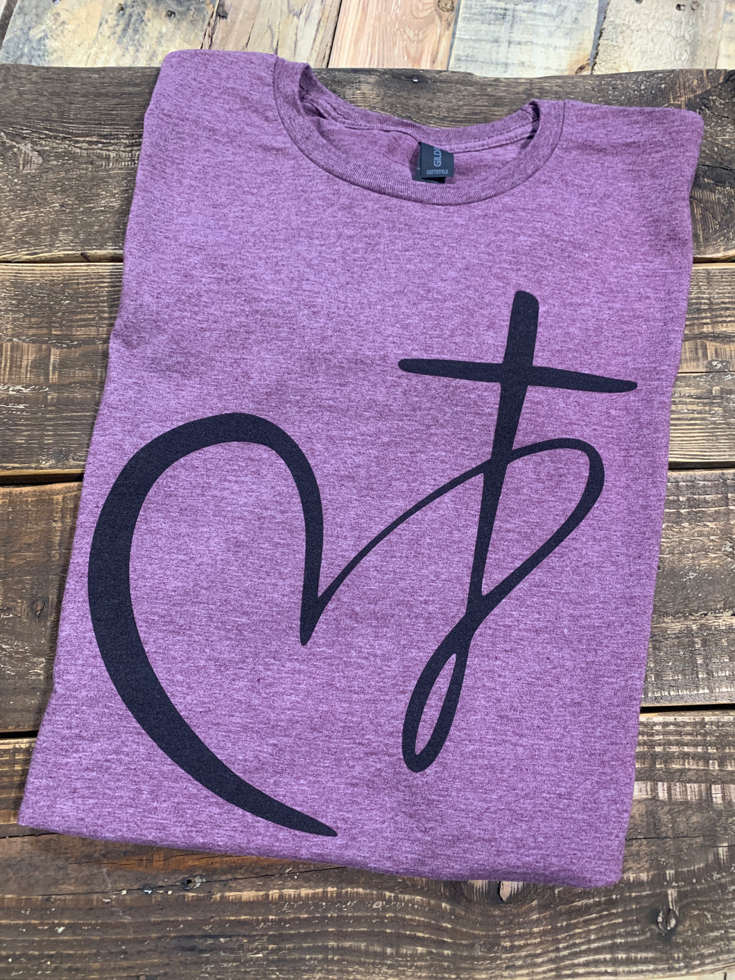 LARGE Heart Cross - Black Ink