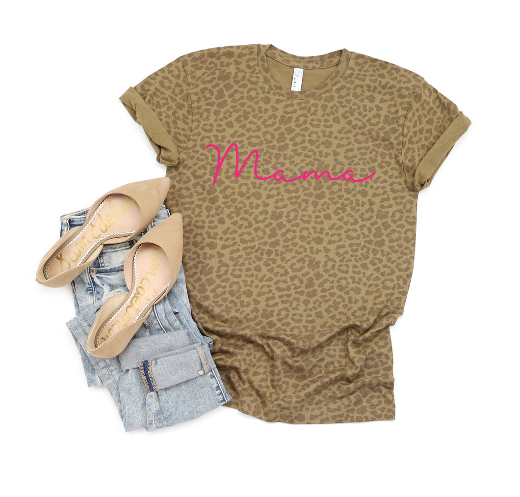 Mama - Design 2 (Cursive) - HOT PINK - Puff Print